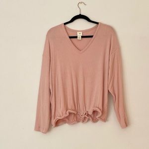 Pink Long-Sleeve V-Neck Sweater